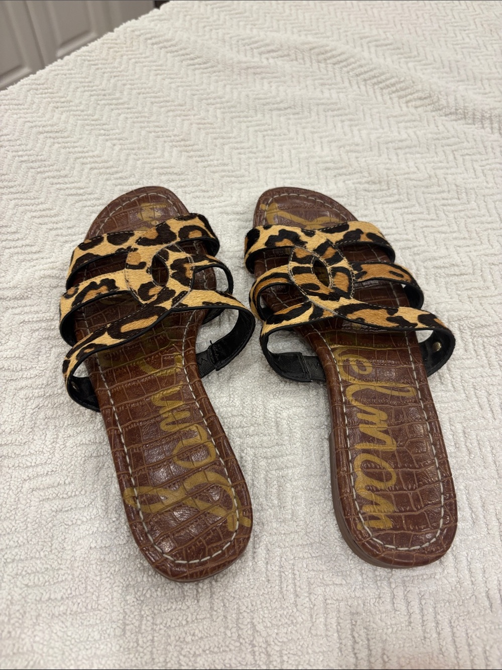 Sam Edelman Leopard-Print Slide Sandals in Brown and Black